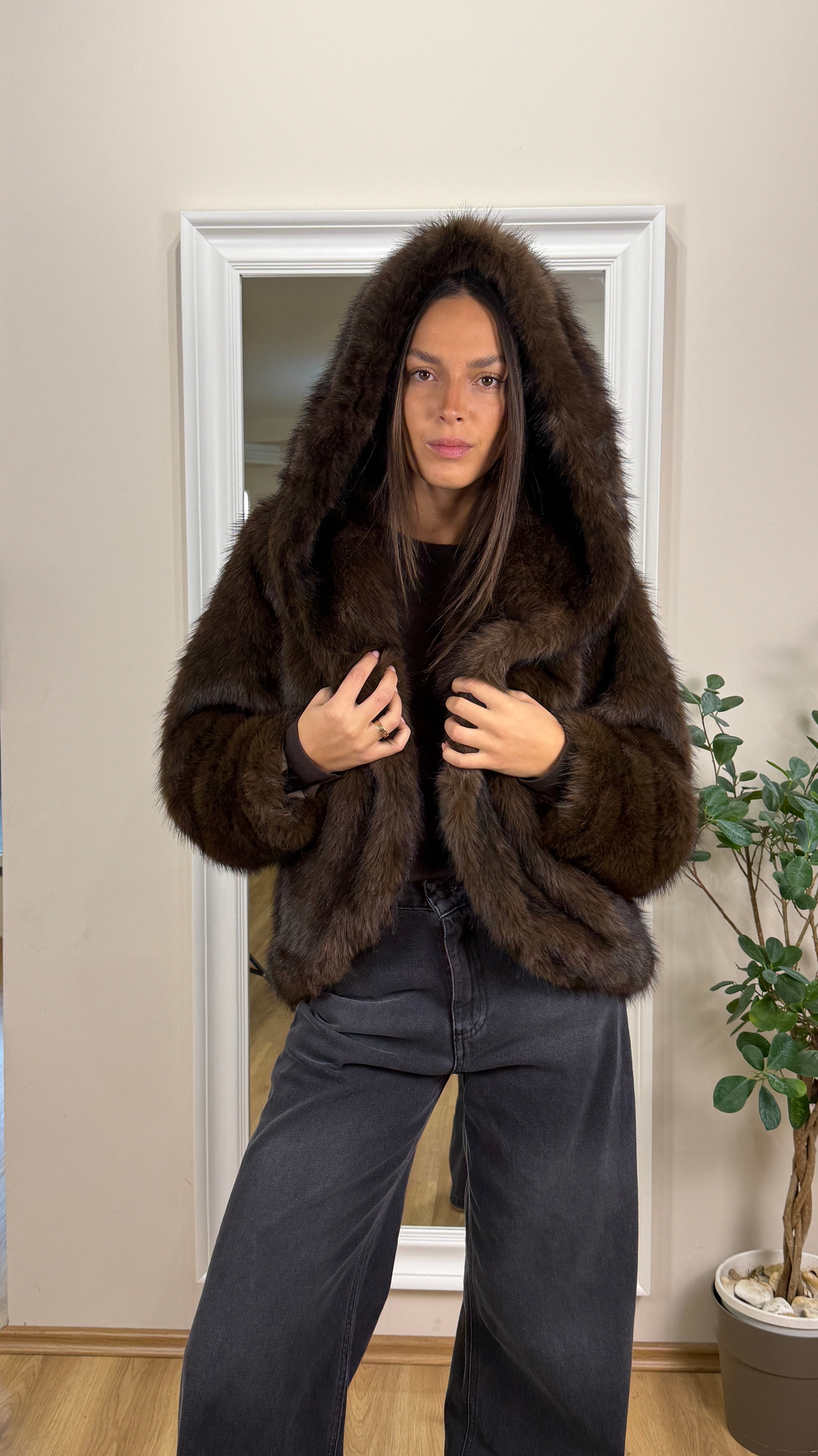 Two-way Pelliccia con cappuccio.