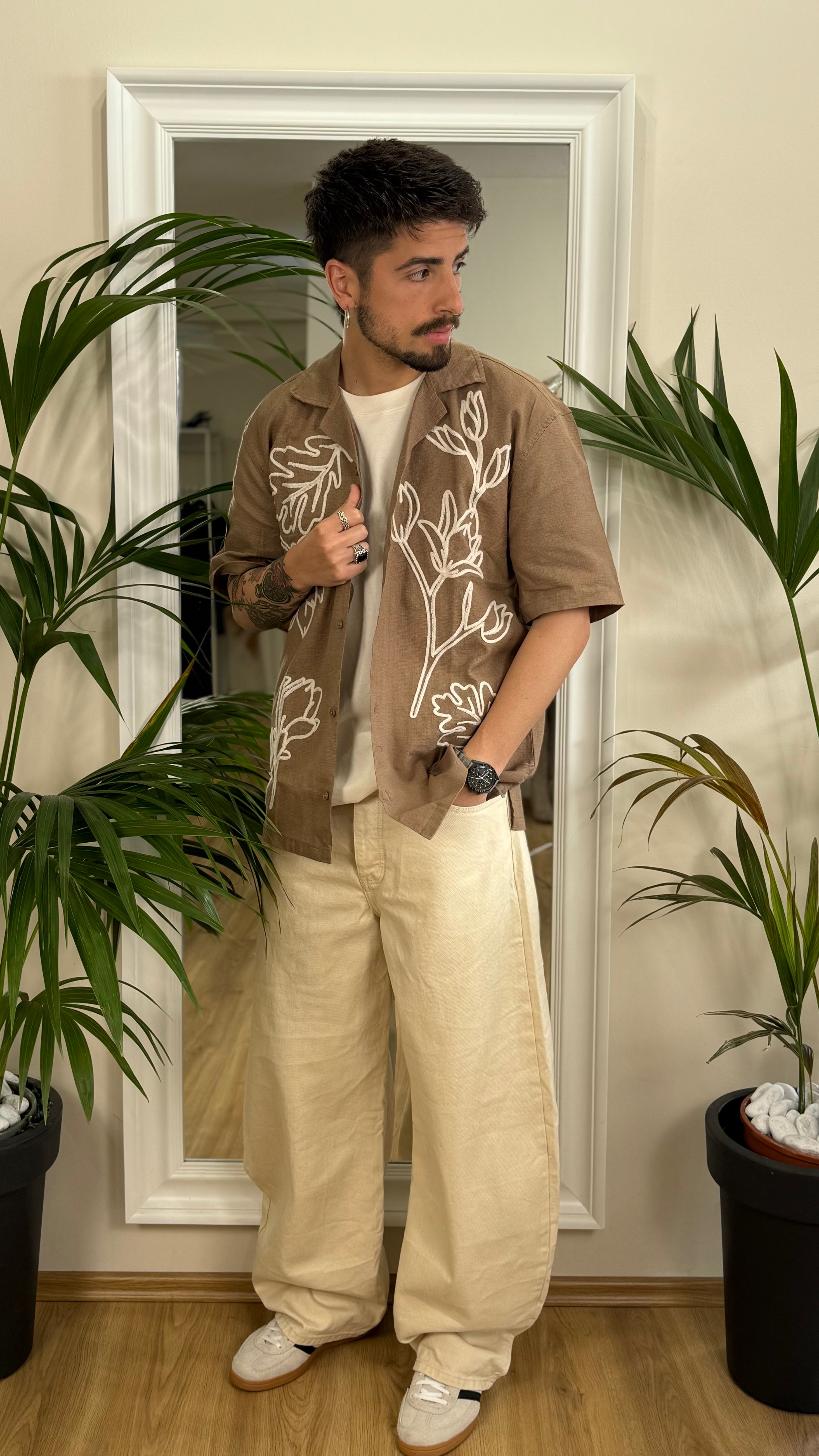 Jeans baggy fit crema.