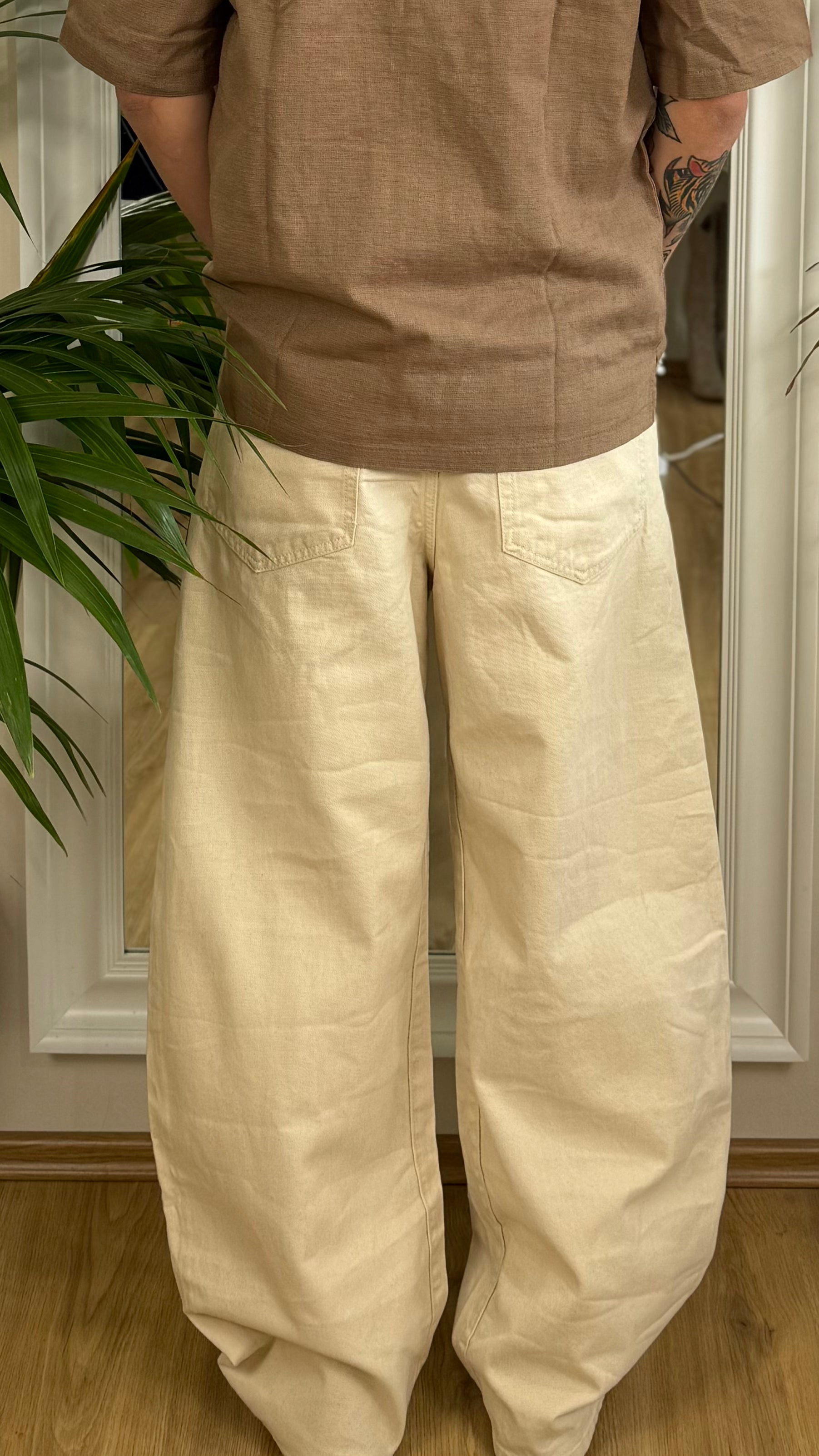 Jeans baggy fit crema.