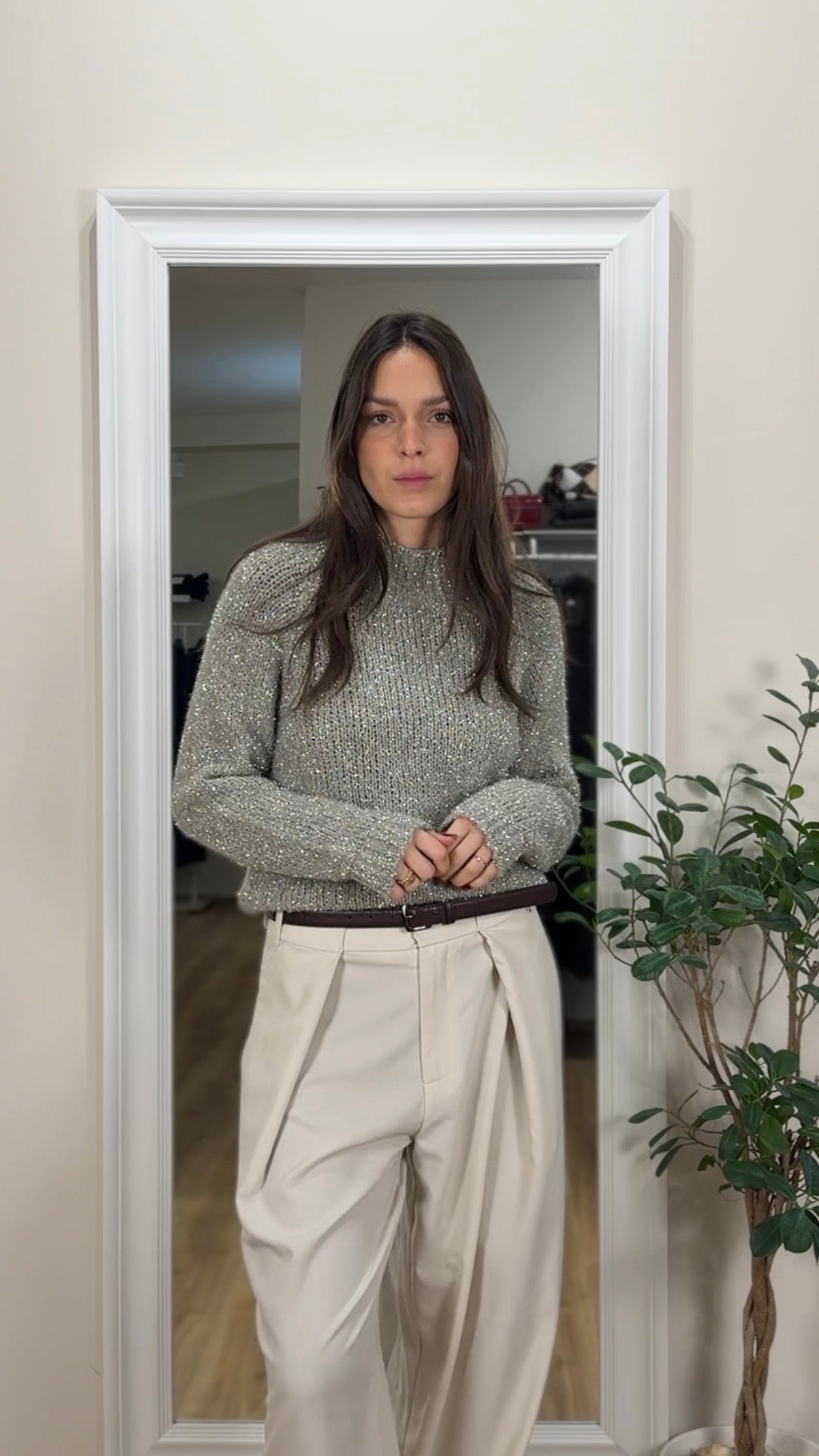 Maglioncino mezzo collo con filo in Lurex - kiki Six.