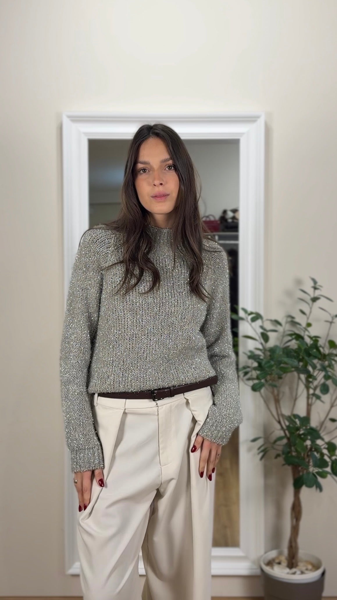 Maglioncino mezzo collo con filo in Lurex - kiki Six.