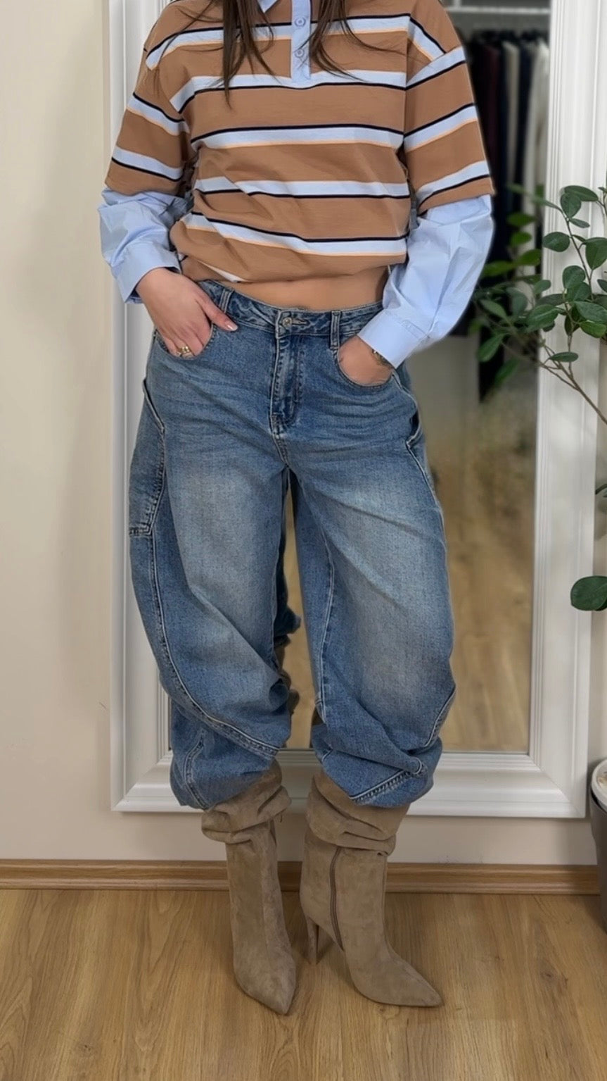 Jeans balloon con tasche grandi.