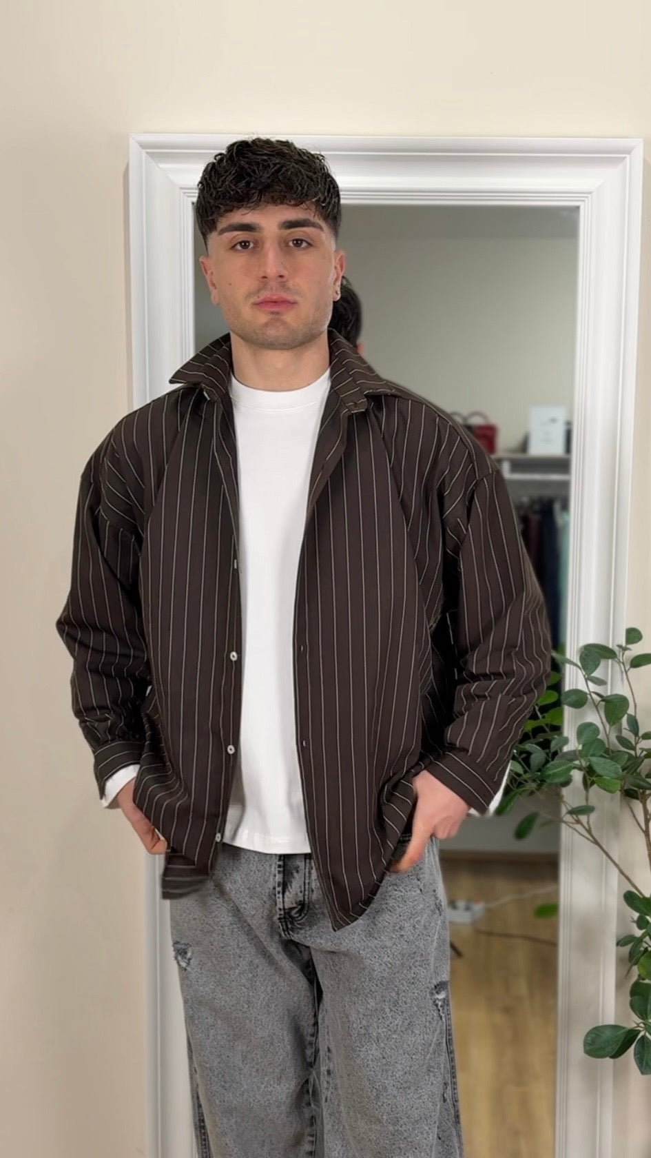 Camicia a righe testa di moro over size.