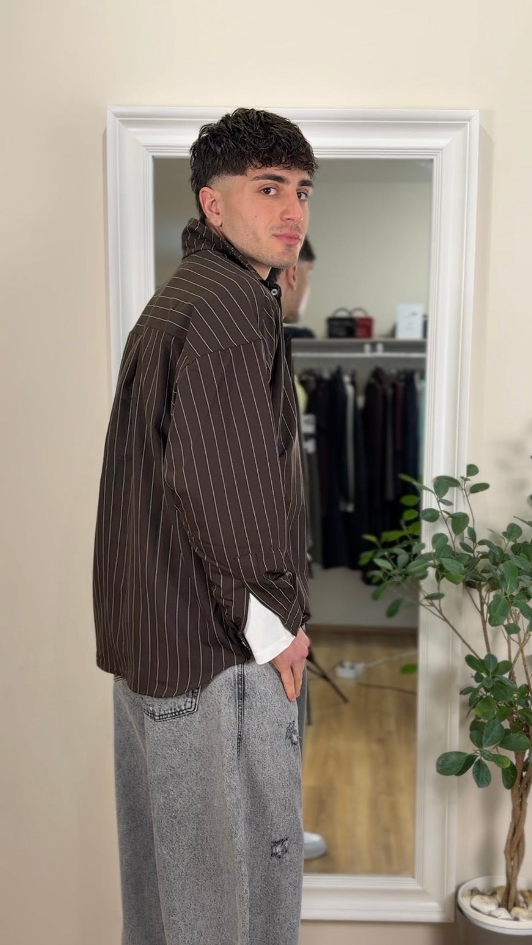 Camicia a righe testa di moro over size.