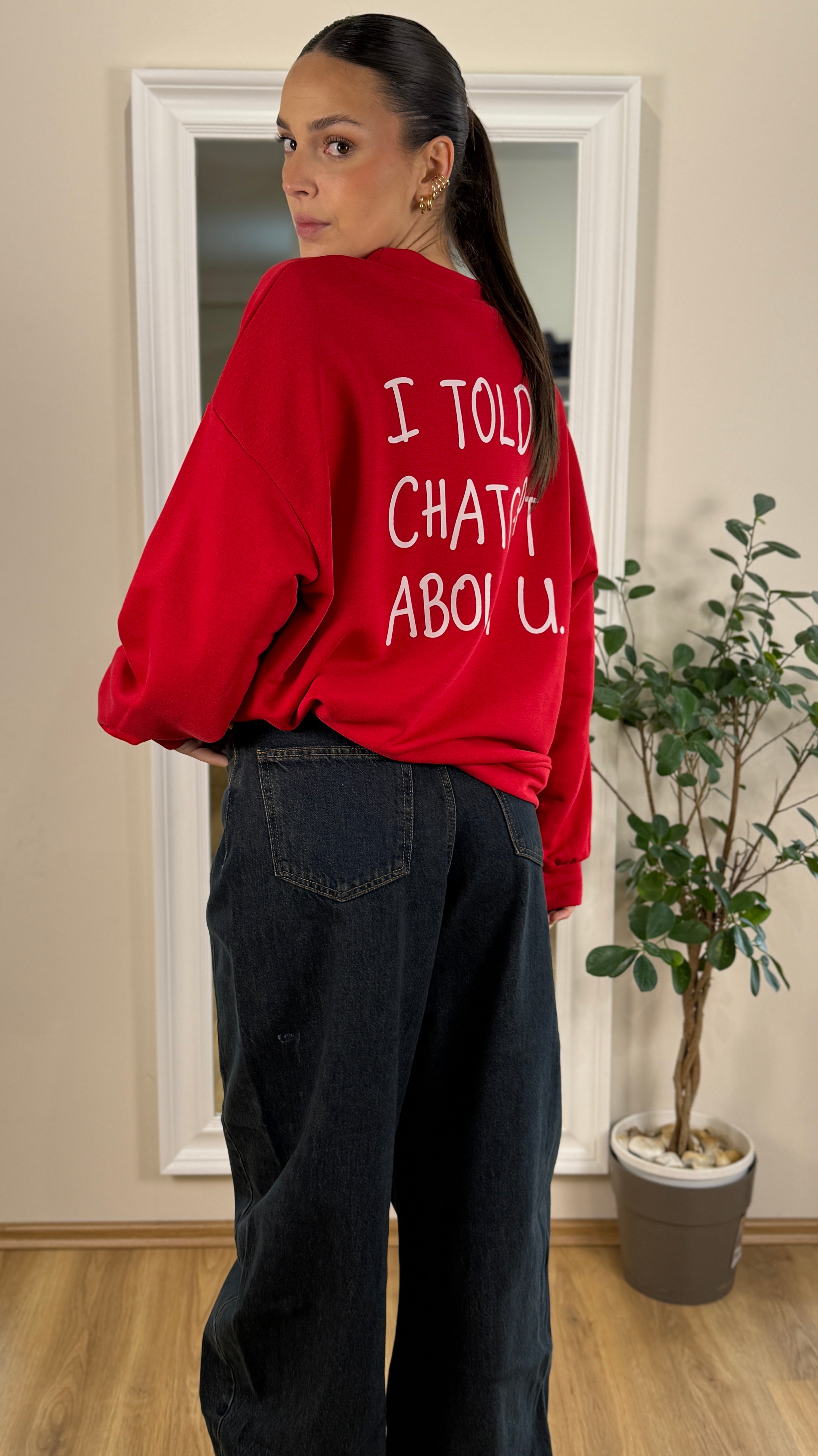 Felpa girocollo con stampa.