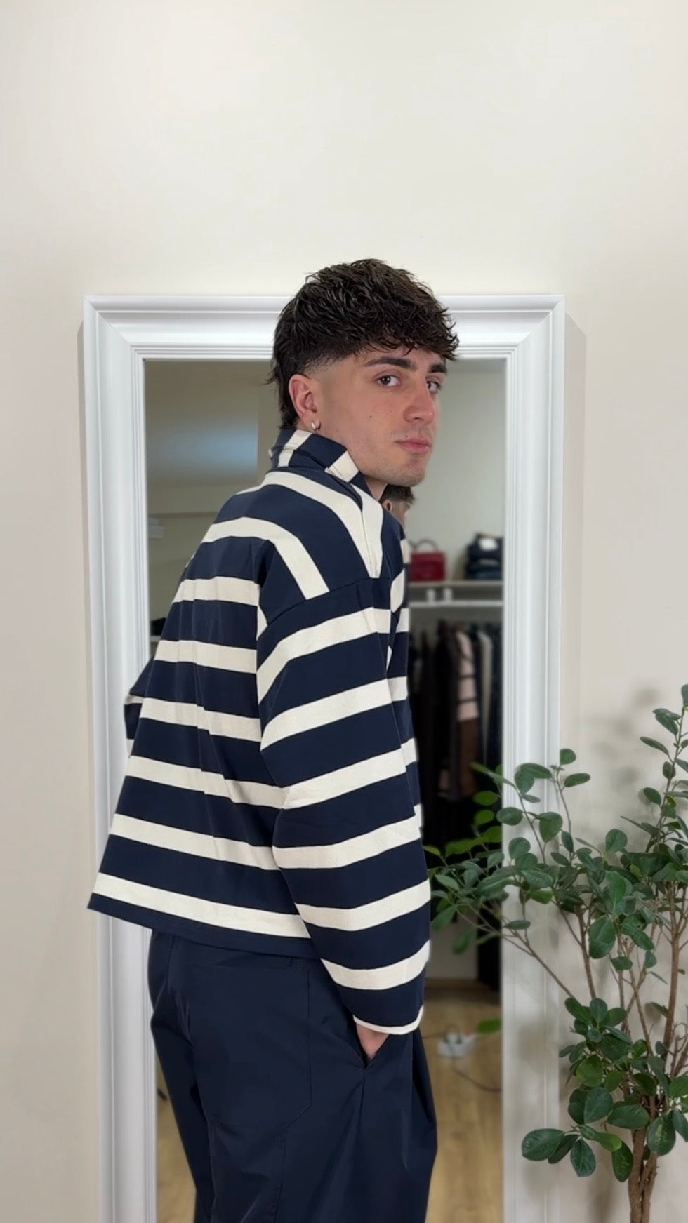 Polo a righe over crop.