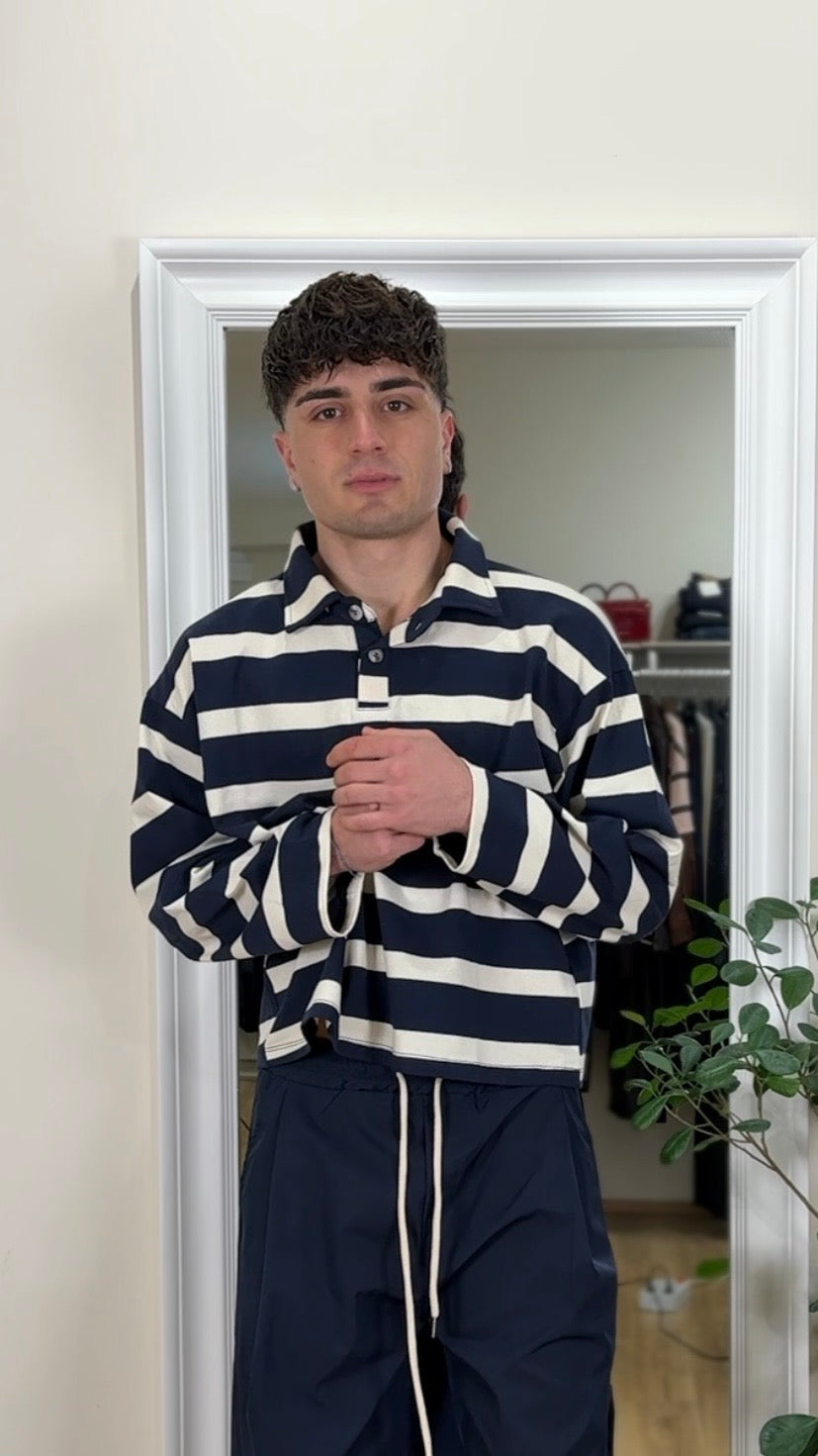 Polo a righe over crop.