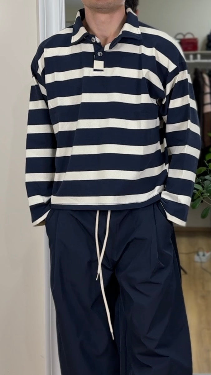 Polo a righe over crop.