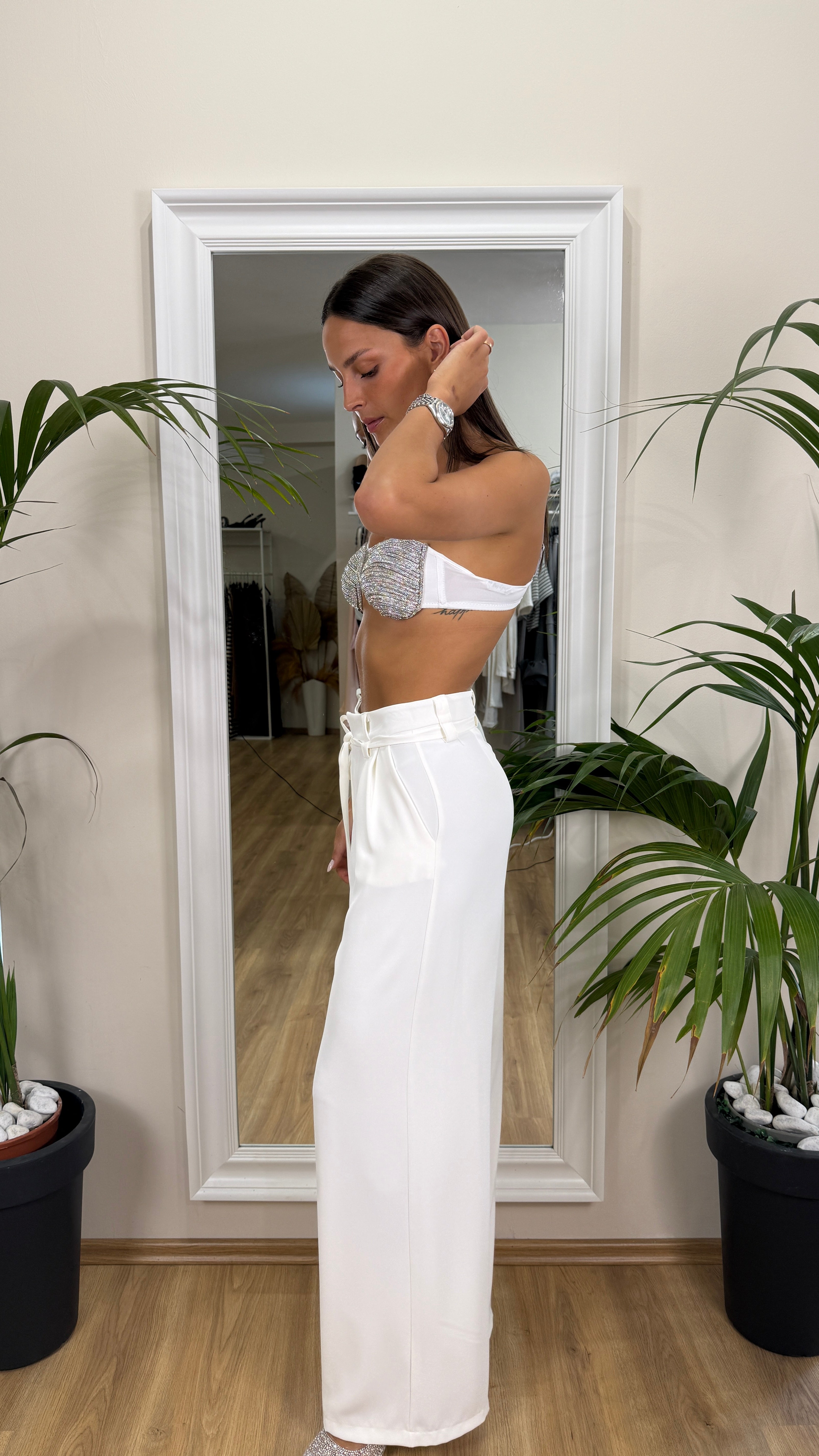 Lumina - Pantalone a palazzo bianco.