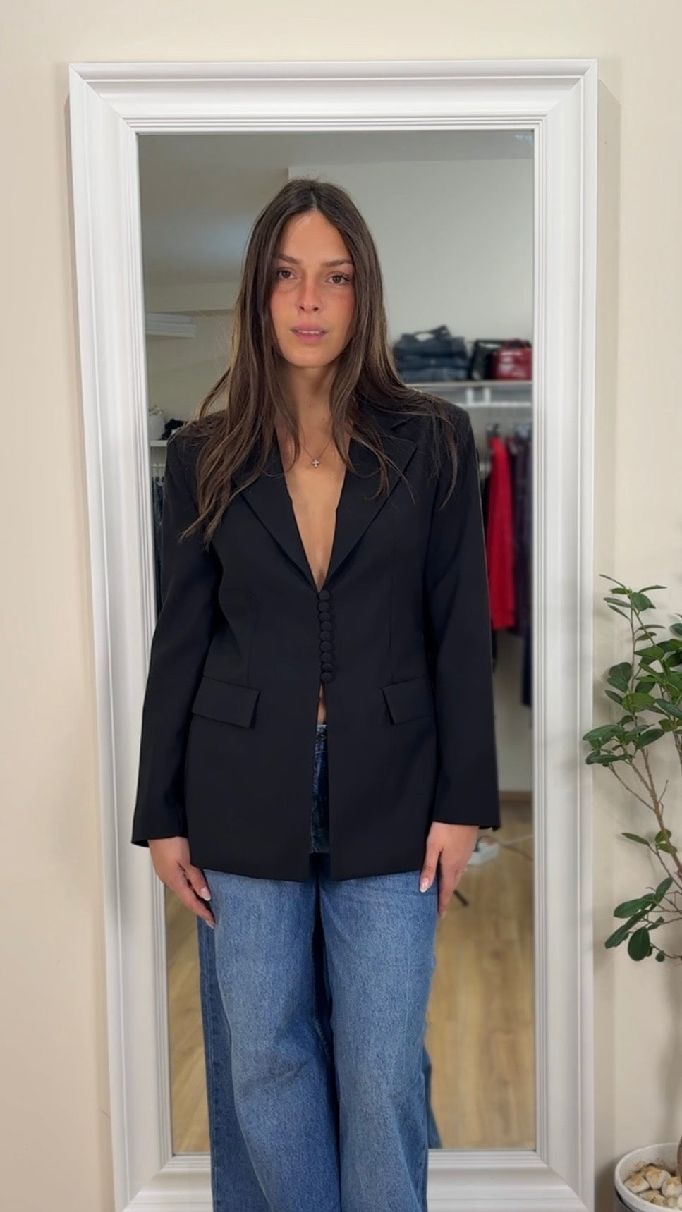 Blazer avvitato con bottoni in tessuto-Lumina.