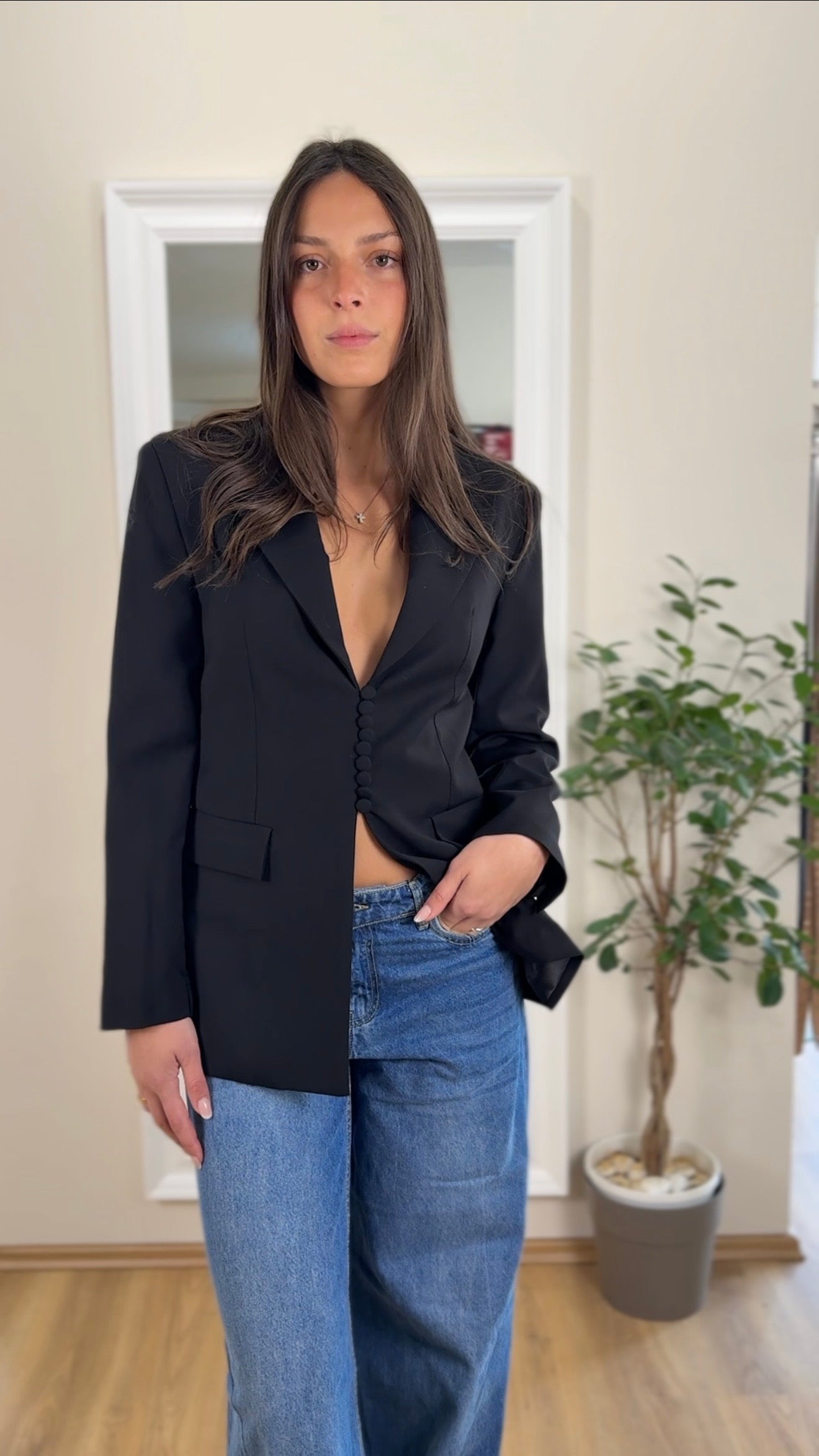 Blazer avvitato con bottoni in tessuto-Lumina.